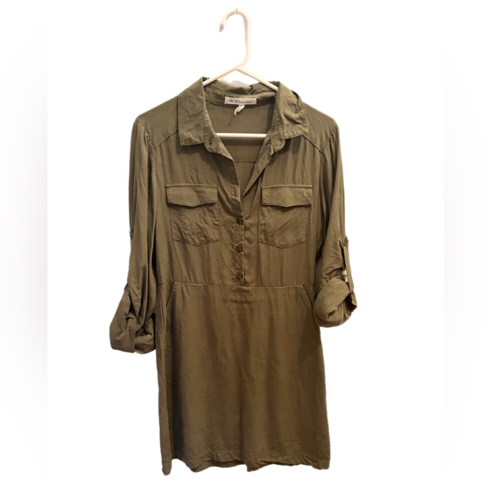 BCBGeneration Khaki Button-Up Tunic